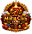 MahaClub7 Game logo with golden number 7, crown, poker cards, dice, chips, and coins on transparent background